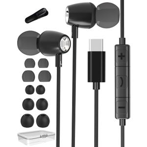 USB C Headphones Earbuds for iPhone 16 15 Pro Max Samsung Galaxy S24 S23 Ultra S22 S21 S20, Stereo in Ear Metal Wired USB C Earphones Type C Headphones with Microphone for Google Pixel Oneplus