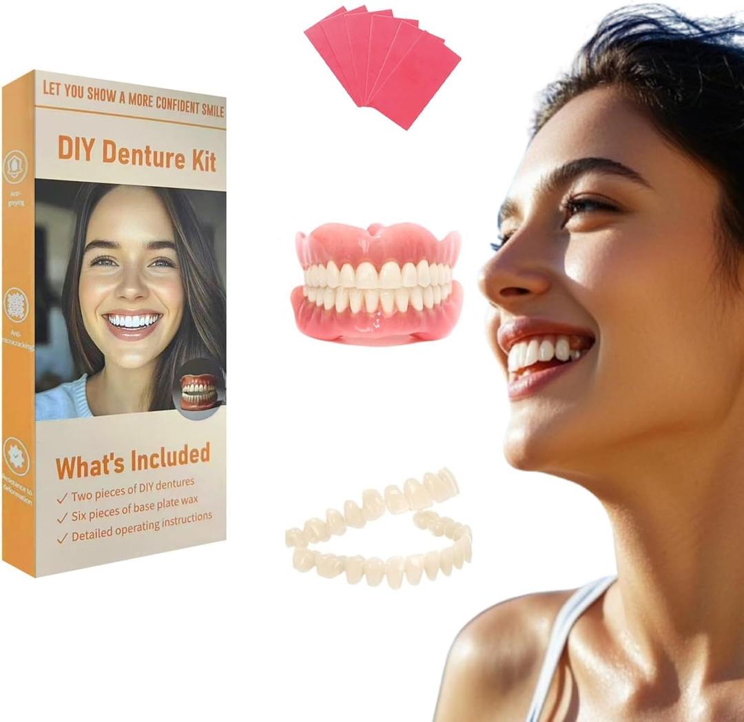 Denture Do it Yourself Full Set of Top and Bottom Fake Teeth to Create Your Perfect Smile at Home-ABA02