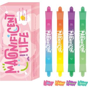 3 x Pastel Highlighters and Highlighter Set for School - 8 Assorted Colors, Dual Tip 4-Pack with No-Bleed Quick Dry Ink, Chisel & Bullet Tips (Dopamine)