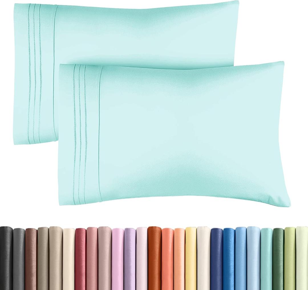 Queen Pillow Cases Set of 2 - Ultra Soft Hotel Quality Pillowcase Covers - Comfy, Cozy & Wrinkle Free - Shrinkage, Stain & Fade Resistant - Machine Washable Pillow Protectors - 2 Piece Set - Spa Blue