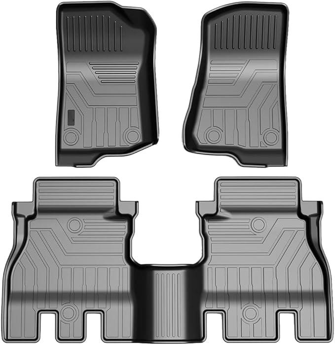 KUST Floor Mats for 2018-2025 Jeep Wrangler JL Unlimited 4-Door (Not for 2 Door) (Not Fit for 4XE and JK), All Weather Floor Mats Carpet Liners TPE Front & Rear Black Car Liners KUST Floor Mats for 2018-2025 Jeep Wrangler JL Unlimited 4-Door (Not for 2 Door) (Not Fit for 4XE and JK), All Weather Floor Mats Carpet Liners TPE Front & Rear Black Car Liners