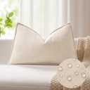 Kevin Textile 14x22 Inch Lumbar Pillow Cover 1 Pack Soft Boucle Textured Decorative Waterproof Rectangle Cushion Elegant Accent Pillow for Couch Sofa Chair Bed Home Decor Indoor Outdoor Beige