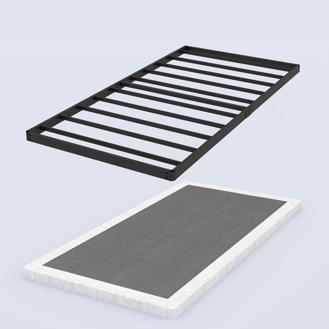 2 Inch Thin Box Spring for Twin Bed Base - Heavy Duty Metal Mattress Foundation with Fabric Cover,Low Profile Twin Box Spring Only,Noise Free,Easy Assembly