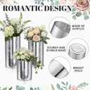 6 Pcs Silver Cylinder Vases for Centerpieces Mercury Vase Hurricane Vase Bulk Acrylic Round Wide Container for Flowers Home Office Wedding Table Decorations (4''/6''/8'')