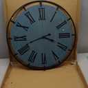 Large Wall Clock 24" Wood Wall Clock Rustic Silent Wall Clocks Roman Numerals for Living Room Dining Room Bedroom Kitchen Clock Wall Decor (Round - Blue)