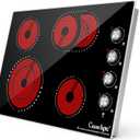 Cusinesync 4 Burner Electric Cooktop 30 Inch, Built-in Electric Stove with Knob Control, Auto shutdown and Residual Heat Warning, 7400W, 220-240v Hard Wire(No Plug)