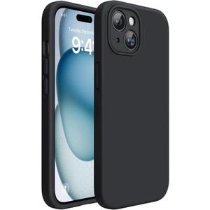 Miracase Compatible with iPhone 15 Case, [Soft Anti-Scratch Microfiber Lining], Liquid Silicone Case Gel Rubber Shockproof Drop Protection Phone Case for iPhone 15 (Black)