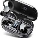 Ear buds Wireless Bluetooth Earbuds Sport 2025 NEW Bluetooth 5.3 Headphones with LED Display 128H Playtime Powerful Bass Over Ear Earphones with Earhooks IP7 Waterproof for Gym/Running/Workout (Deep Black)