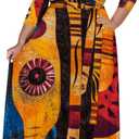 Women's Plus Size Maxi Dresses Casual Loose Short Sleeve Long Maxi Dress with Belt Wedding (XX-Large, Africa)