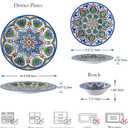 Melamine Dinnerware Set, 12 Pcs Dinner Plates Bowls Sets for Indoor and Outdoor Use, Durable Unbreakable Dishes Sets, Dishwasher Safe, BPA Free, Service for 4
