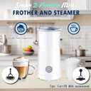 Huogary Milk Forther Simple Milk Frother and Steamer 2-in-1 Milk Steamer with Hot Milk Foam and Hot Milk for Latte, Macchiato, Cappuccinos, White Medium