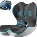 StarAneer Ultimate L-Shaped Truck Driver Seat Cushion - Ergonomic Memory Foam Back & Tailbone Support - Breathable Cool-Mesh Pressure Relief Pad for Office Chairs, Semi-Trucks, & Long-Haul Driving, Standard