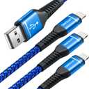 6FT Lightning Cable 3Pack 6 Foot [Apple MFi Certified] iPhone Charger Cable Nylon Braided USB Fast iPhone Charging Cord Compatible with iPhone 14 13 12 11 XS Max XR X 8 Plus 7 6 SE iPad Pro - Blue