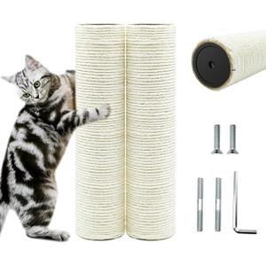 Cat Scratching Post Replacement Pole2 PCS 11.81in Cat Tree Replacement PostNatural Sisal Cat Tree Replacement Parts with M8 ScrewsCat Scratch Post Replacement for Refurbishment (11.8in/30cm) (30cm/11.81in)