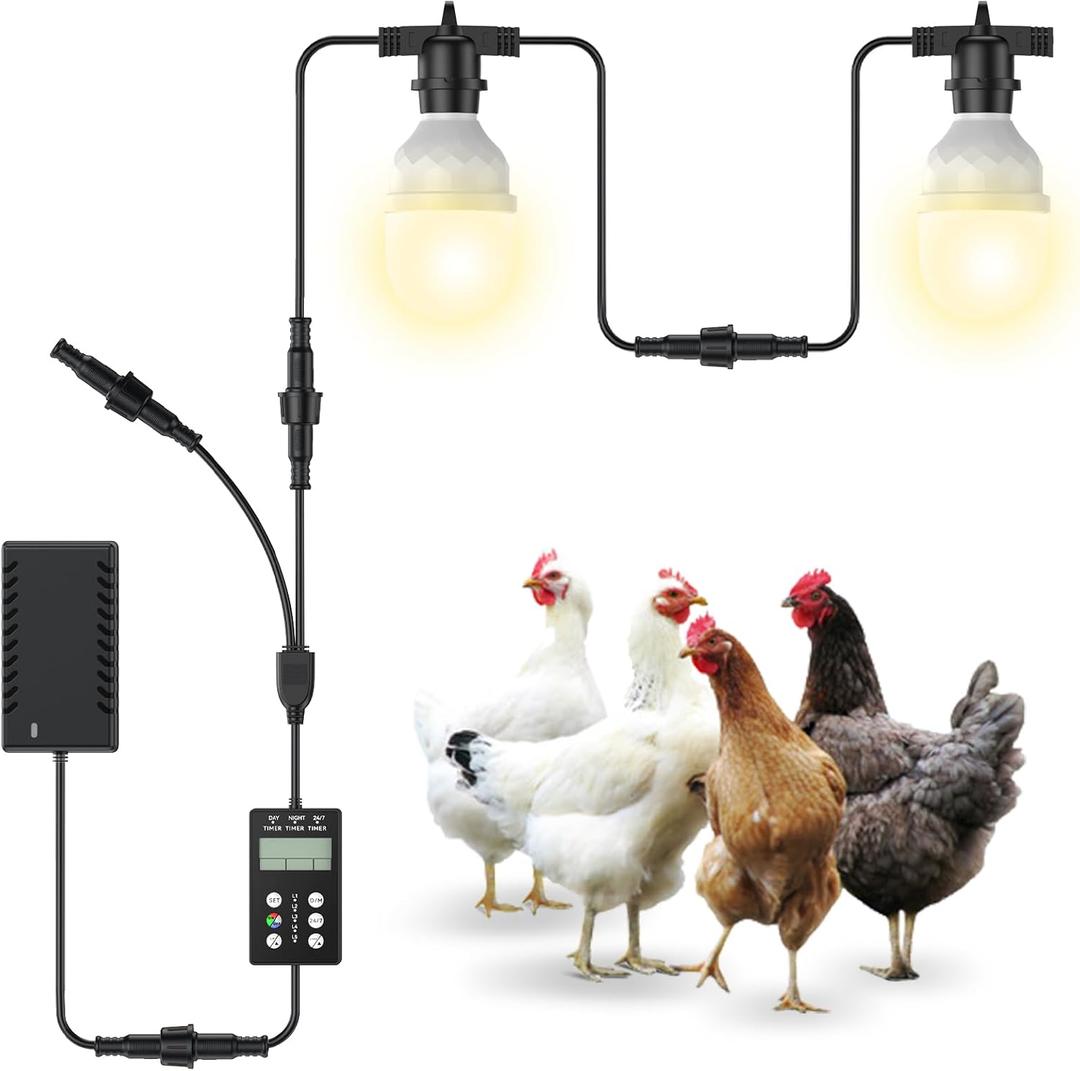Automatic LED Daylight Extender, Chicken Coop Light with Timer and Easy to Program, Provides Additional Light for Hens and Enhances Egg Production