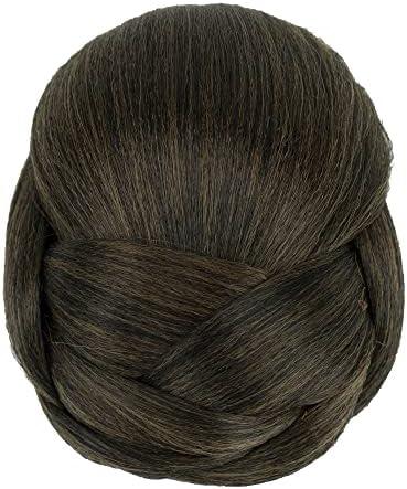 IMISSU Braided Chignon Dancer Hair Cover Donut Hair Pieces Scrunchies Hair Bun Wig Clips Updo Wedding Party for Women (M1 Mix Brown)