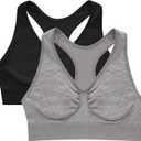 Hanes Women's Seamless Racerback Bra, Pullover Full-Coverage Bralette, 2-Pack (Medium, Concrete Heather/Black)