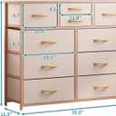 LUMTOK 10-Drawer Dresser, Fabric Storage Dressers Drawers for Bedroom, Hallway, Nursery, Closets, Steel Frame, Wood Top, Easy Pull Handle (Rose Gold), 11.8"D x 39.4"W x 39"H