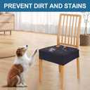 Smiry Waterproof Seat Covers for Dining Room Chairs Set of 4, Stretch Jacquard Removable Washable Chair Seat Slipcovers Protector, No Rear Covers, Dark Grey