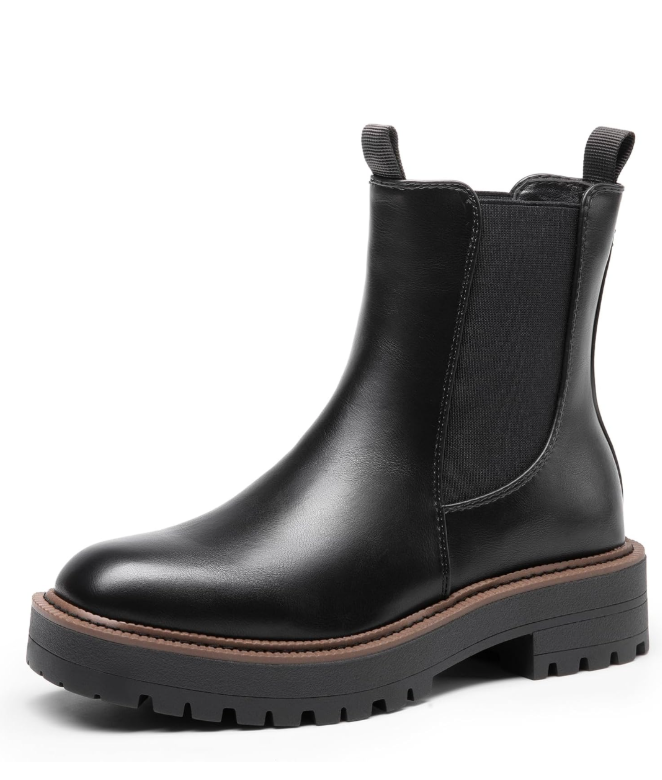 DREAM PAIRS Women's Chelsea Ankle Boots Square Toe Fashion Low Heel Lug Sole Platform Fall Booties Shoes, 8.5 Size