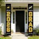 3 x 2026 Graduation Decorations GRAD Banner, Black Gold Porch Door Sign Welcome Banners for Indoor Outdoor Wall Graduated Decoration for Congrats Class of 2026, School Supplies, Graduation Party Supplies 70x12in (Black)