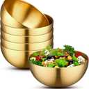 Nuogo 6 Pcs Gold Mixing Bowls Stainless Steel Mixing Bowl Decorative Gold Esthetician Bowls Metal Serving Bowl for Facial Cereal Rice Noddle Fruit Kitchen Party Cooking Baking Prepping(7.9 Inches)