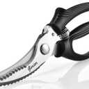Heavy Duty Poultry Shears - Kitchen Scissors for Cutting Chicken, Poultry, Game, Meat - Chopping Vegetable - Spring Loaded (Black)