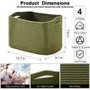 Dcerzxzci Small Storage Baskets for Organizing, Woven Storage Baskets for Shelves, Cotton Rope Basket for Storage, Cute Rectangular Book Toy Green Basket, 12.7"×9.1"×7.9", 4 Packs, Green
