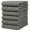 Premium Kitchen Towels, Solid Hand Towels (20”x 28”, 6 Pack) Highly Absorbent with Hanging Loop Anthracite