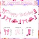 Coquette Cowgirl Birthday Party Decorations Banner Cowgirl Themed Party Decorations with Glitter Banner Garland Hanging Swirls for Western Cowgirl Bows Birthday Themed Party