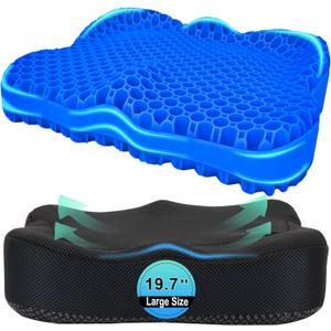 Thicken 19.7in Seat Cushion, Gel Seat Cushion for Long SittingOffice Chair, Wheelchair, Car Pad, Large Cooling Support Pad for Back Pain, Sciatica, Tailbone Pain Relief (XX-Larger19.7*16.1*3.5in))