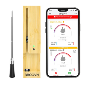 Smart Wireless Meat Thermometer Zero Wire with APP Remote Bluetooth Meat Thermometer, Food Thermometer for Remote Monitoring of BBQ Grill, Oven,Smoker,Pan (1, Black, Small)