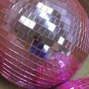 12" Mirror Disco Ball with Hanging Ring, 12 Inch Pink Disco Ball Decor with 20pcs Replacement Mirror for DJ Club, Party, Wedding, Home Decor, Live Stage for Easy Installation, Disco Ball Mirror Ball