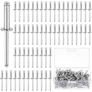 LEIFIDE 100 Pcs 3/16" X 1-1/4" Trifold Rivets Assortment Aluminum Tri Grip Exploding Pop Rivets Bulb Style for Kayak Marine Boat Buildings Containers(Silver)