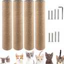 VCEPJH 4-Piece Cat Scratching Post Replacement - 15.7in Refill Pole Parts with Jute Rope - Cat Furniture Protector with M8 Screws for Cat Tree Tower (Yellow)