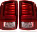 CONLLCON LED Tail Lights Assembly Compatible with 2013-2018 Dodge Ram 1500 2500 3500, Rear Light Taillights Replacement # 68093081AB 68093081AC (Black Border)