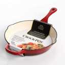 Crock Pot Artisan Enameled 12" Round Cast Iron Skillet in Scarlet Red