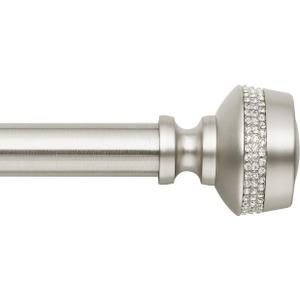 MODE Premium Collection 1 1/8" Diameter Curtain Rod Set with Brilliant Urn Curtain Rod Finials and Steel Wall Mounted Adjustable Curtain Rod, Fits 36 to 72 Windows, Brushed Nickel (Fits 36" - 72" wide windows)