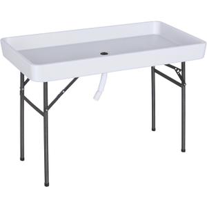 Outsunny 4FT Portable Folding Fish Fillet Cleaning Table Camping Picnic Ice Party Desk with Sink