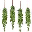 Meiliy 4pcs Artificial Succulent Plants Hanging Succulent Plants Faux Succulents Unpotted Branch String of Pearls Plant for Home Kitchen Office Wedding Garden Craft Art Indoor Decor (14inch)