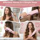 Hair Crimper for Women’s Beach Waves – Pink Deep Waver Curling Iron, 1.25-Inch Ionic Ceramic Hair Tool with Four Temperature Settings, Easy to Use for Long/Short Hair (Pink）