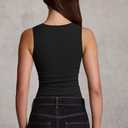 OQQ Women’s Square Neck Sleeveless Bodysuit Shapewear Tank Top Stretchy Slim Fit Bodycon Top for Going Out 2 Pack,XL