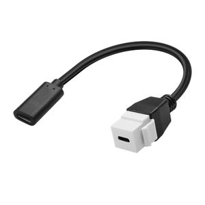 XMSJSIY USB-C Keystone Jack Adapter - 10 Gbps Type-C Female to Type C Keystone Female Insert - High Speed Charging Extension Cable for Wall Plate Outlet Panel - 20CM/7.8INCH