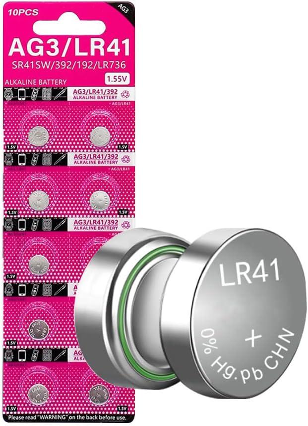 Cotchear 10pcs 1.55V AG3 LR41 Button Batteries 192 392 CX41 LR41 LR736 SR41 SR41SW V3GA Alkaline Button Cell Battery