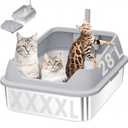XXXL Stainless Steel Cat Litter Box with Extra Large Litter Box Step,28"X20"X13" Metal Litter Boxs High Sides for Big Cats and Multiple Cats,Includes Litter Scoop & Non-Stick Bottom