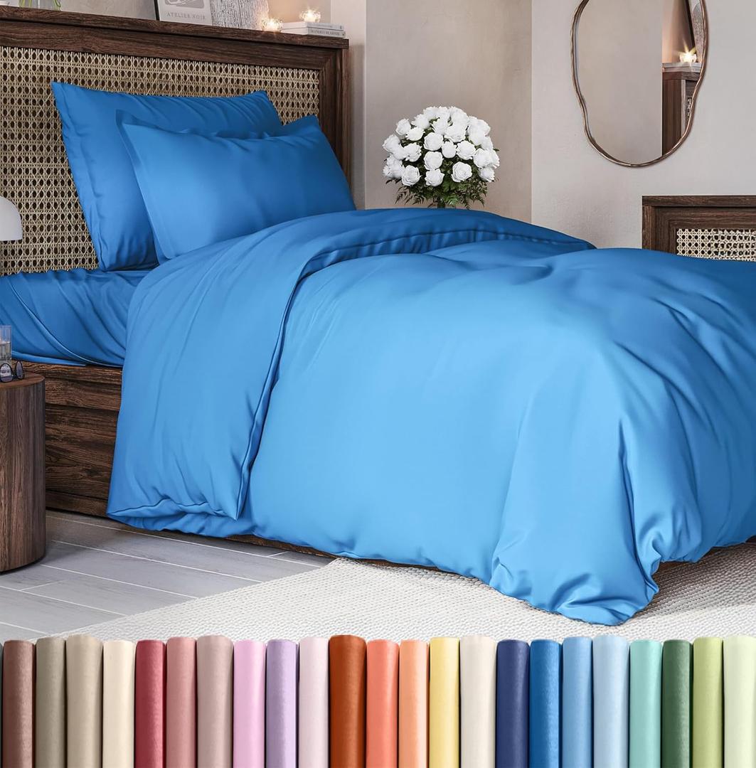 Duvet Cover Twin/Twin XL Size Set - Extra Soft Twin/Twin XL Duvet Cover 68" x 90" with 1 Pillow Sham - Hotel Luxury, Easy Care, Fade Free w/ Zipper Closures & Ties - Comfy & Breathable (Royal Blue) (23 - Royal Blue (No Comforter))