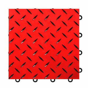 FlooringInc's 5/8" Thick Nitro Pro Interlocking Floor Tiles, Garage Floor Tile for a Stronger & Safer Garage, Workshop, Shed, or Trailer, Diamond-Top Garage Floor Covering, Victory Red/Black, 20 Tiles