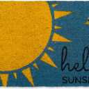 DII Natural Coir Doormat, Decorative Hello Mat, 17x29, Hello Sunshine, Blue