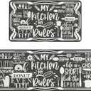 GENIMO Anti Fatigue Kitchen Mats for Floor, Non Slip Washable Kitchen Rules Theme Rugs sets of 2, Farmhouse Cushioned Waterproof Comfort Runner Rug for Kitchen, Sink, Laundry, 17"x 47"+17"x 30", Black