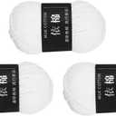 MECCANIXITY 3 Skein Cotton Yarn, 60% Cotton, 40% Acrylic Knitting Yarn for Crocheting Each of 141g/4.97oz(Per Skein 80m/87.5 Yard) / White